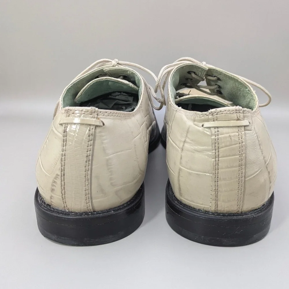 Stacy Adams Genuine Snake Leather White Cream Dress Shoes Mens Size 10.5